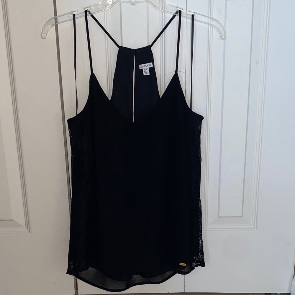 Guess Black Strappy Lace Top